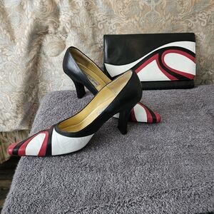 Bellini Black, White, and Red Artistic Heels